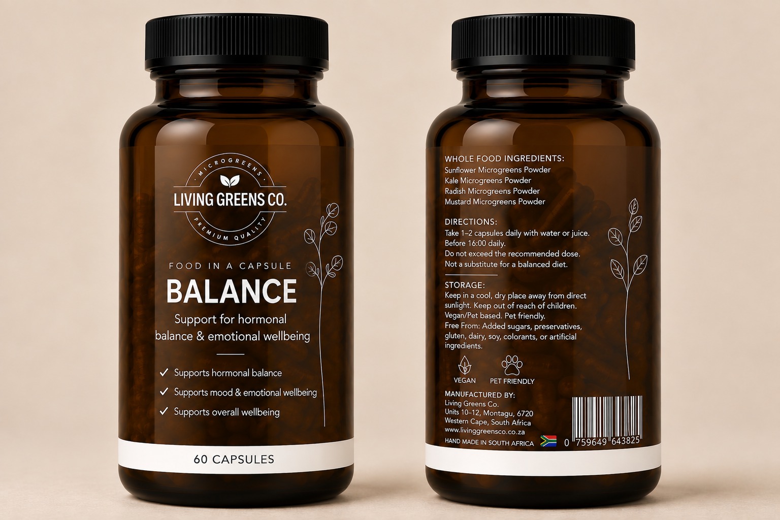 Living Greens Co. BALANCE, 60 Capsules