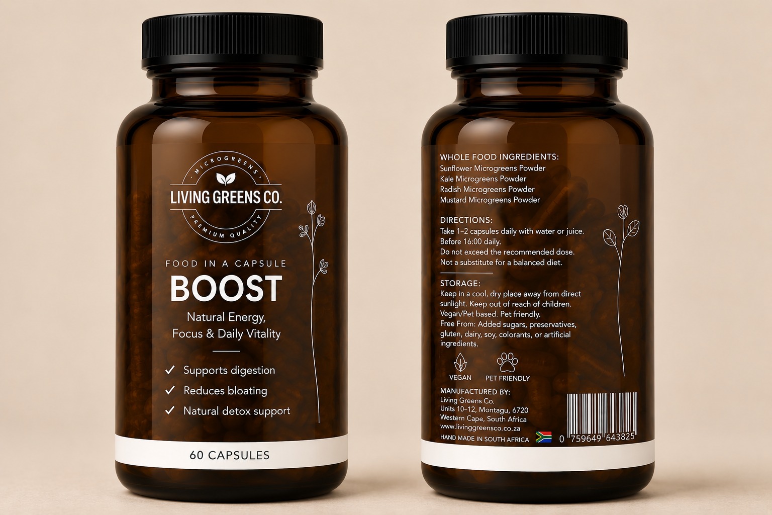 Living Greens Co. BOOST, 60 Capsules